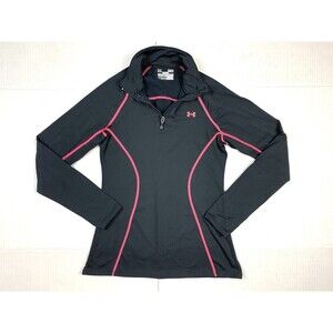 Under Armour Womens SM Black Semi Fitted Cold Gear Pullover Athletic Long Sleeve